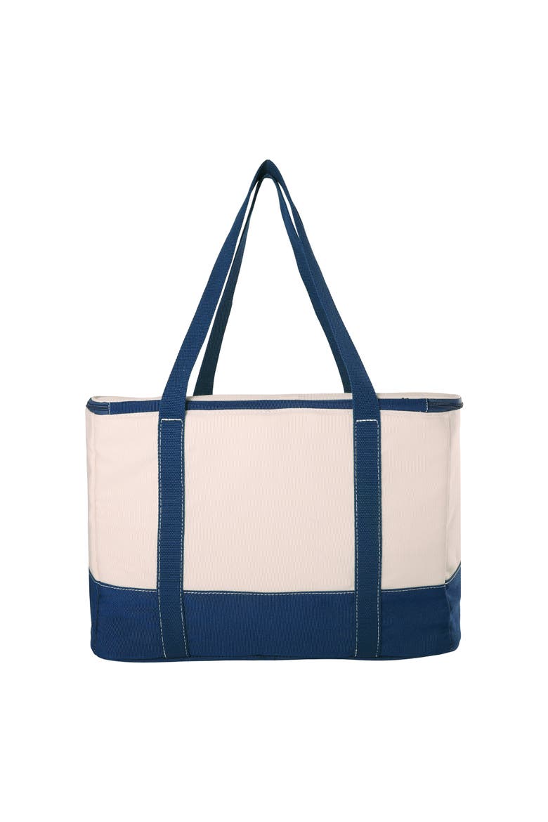 Rectangular Large Cooler Bag Insulated 8 Gal, Canvas Soft Cooler with Tote Handles and Zip Closure, Alternate, color, Navy