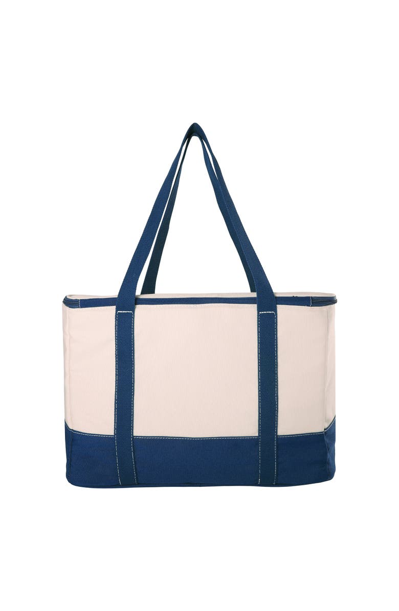 Lands' End Rectangular Large Cooler Bag Insulated 8 Gal, Canvas Soft Cooler with Tote Handles and Zip Closure, Alternate, color, Navy