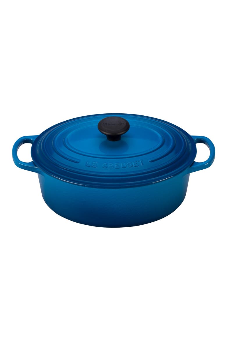 Signature 2.75 Quart Oval Enameled Cast Iron Dutch Oven, Main, color, MARSEILLE