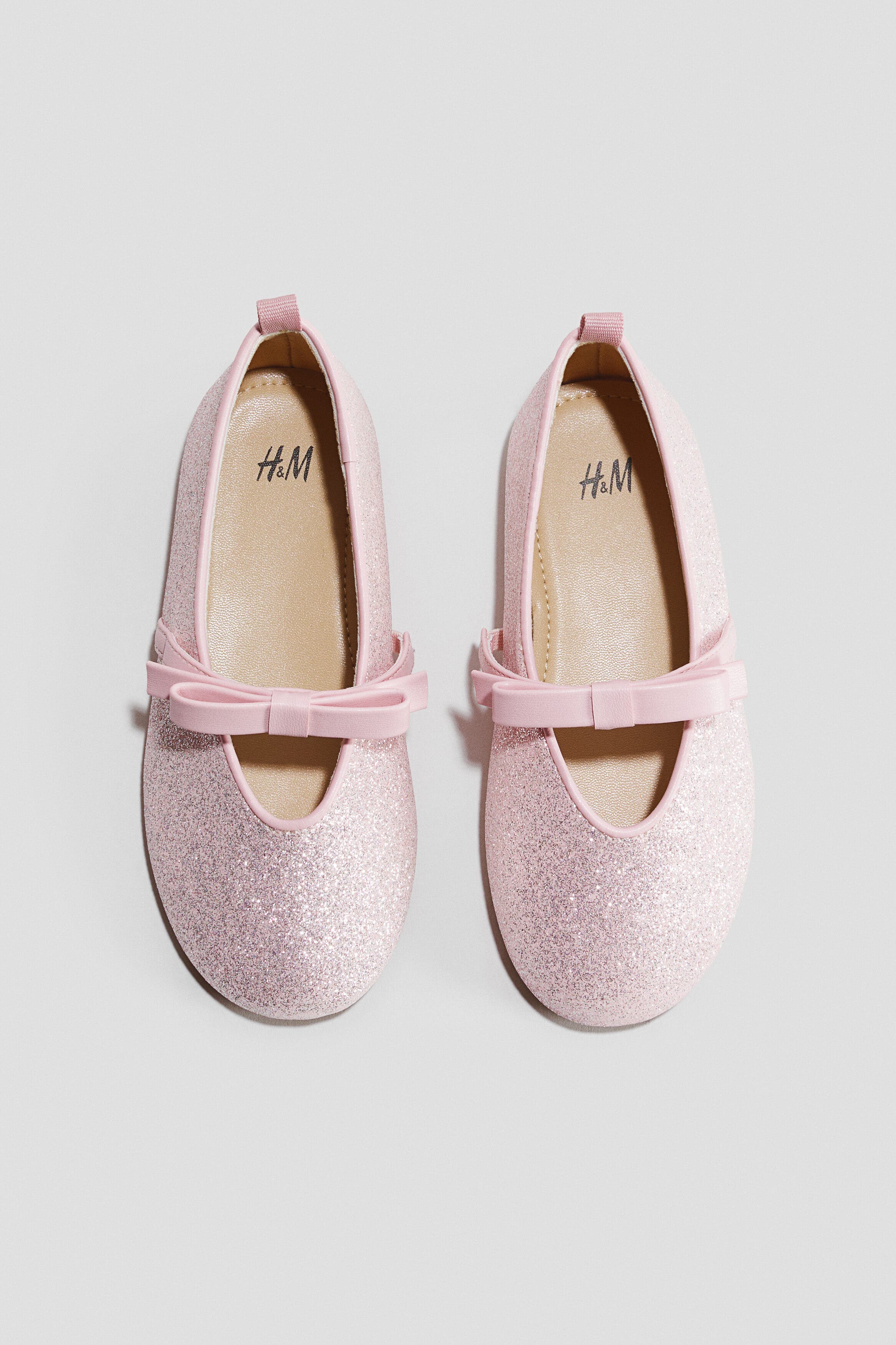 H&M Ballet Pumps, Main, color, Light Pink/Glittery