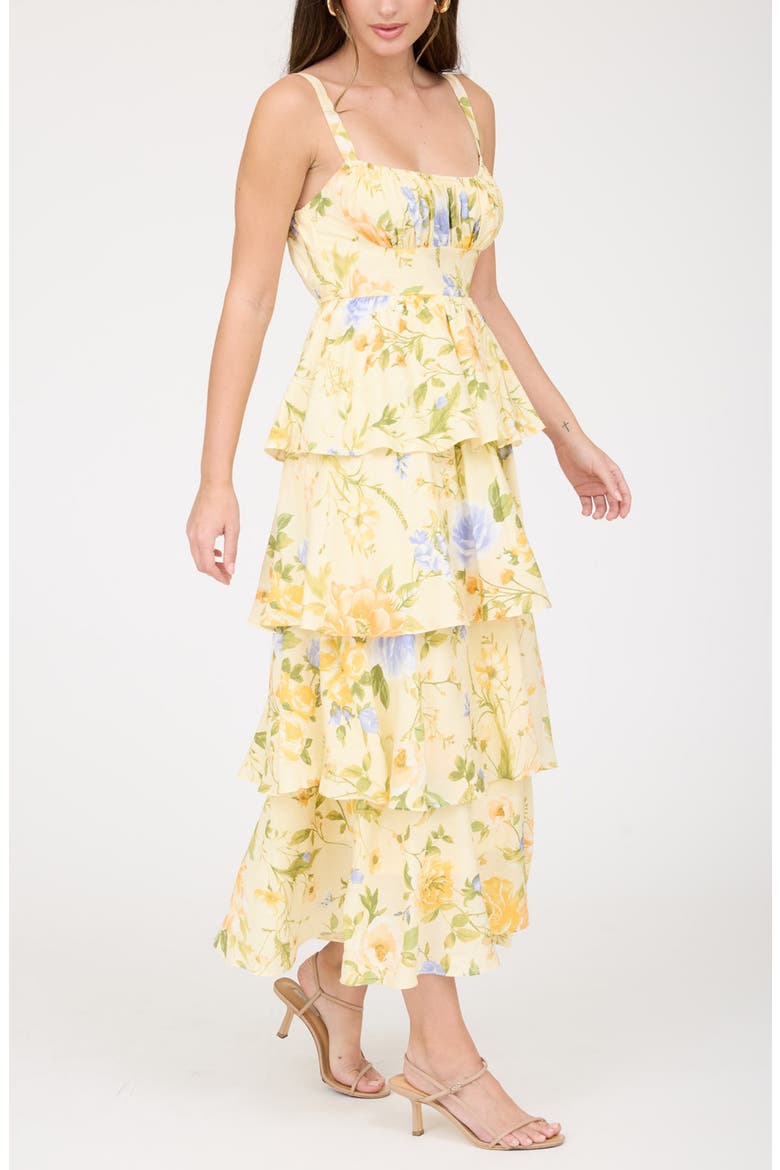 Floral Tiered Dress, Alternate, color, BUTTER YELLOW MULTI