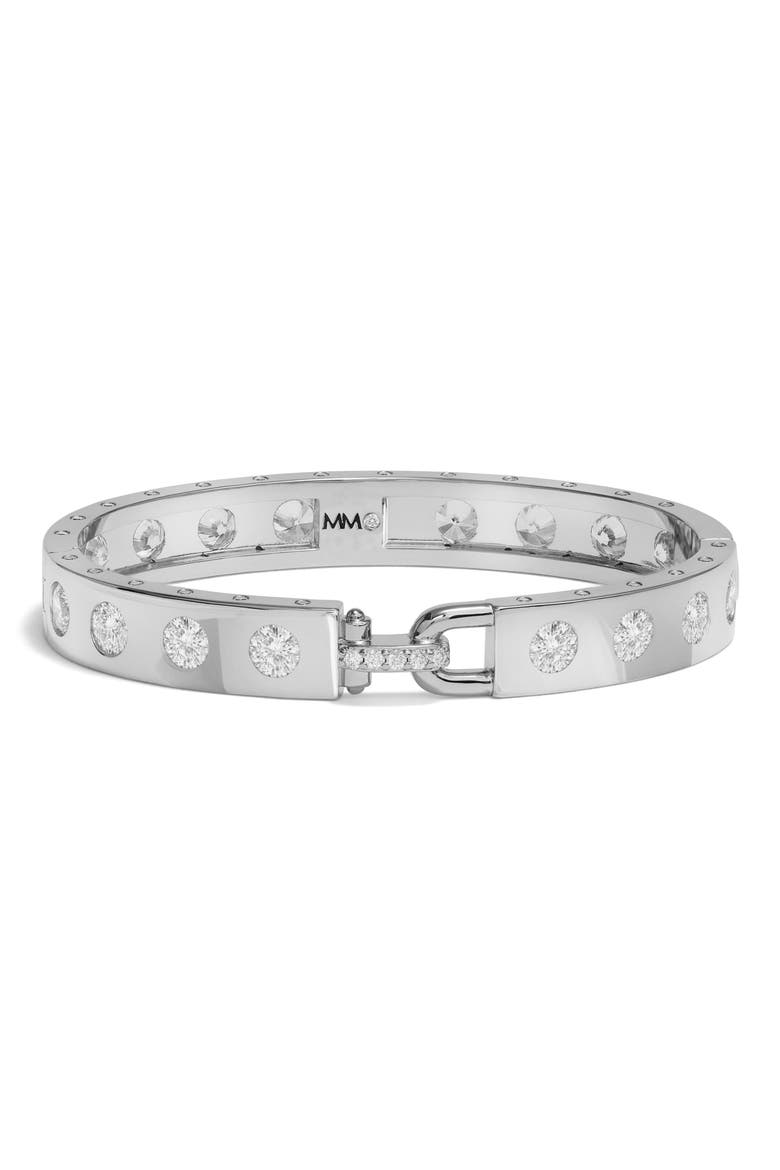Ashley Rodeo Lock Cubic Zirconia Cuff, Main, color, SILVER-WHITE