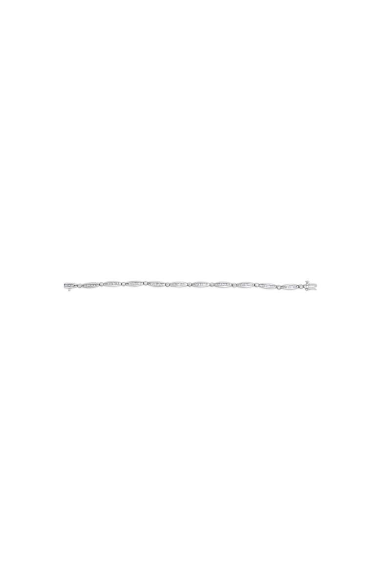 14K White Gold 1-1/2 Cttw Diamond Bezel and Tapered Link 7" Tennis Bracelet, Alternate, color, White