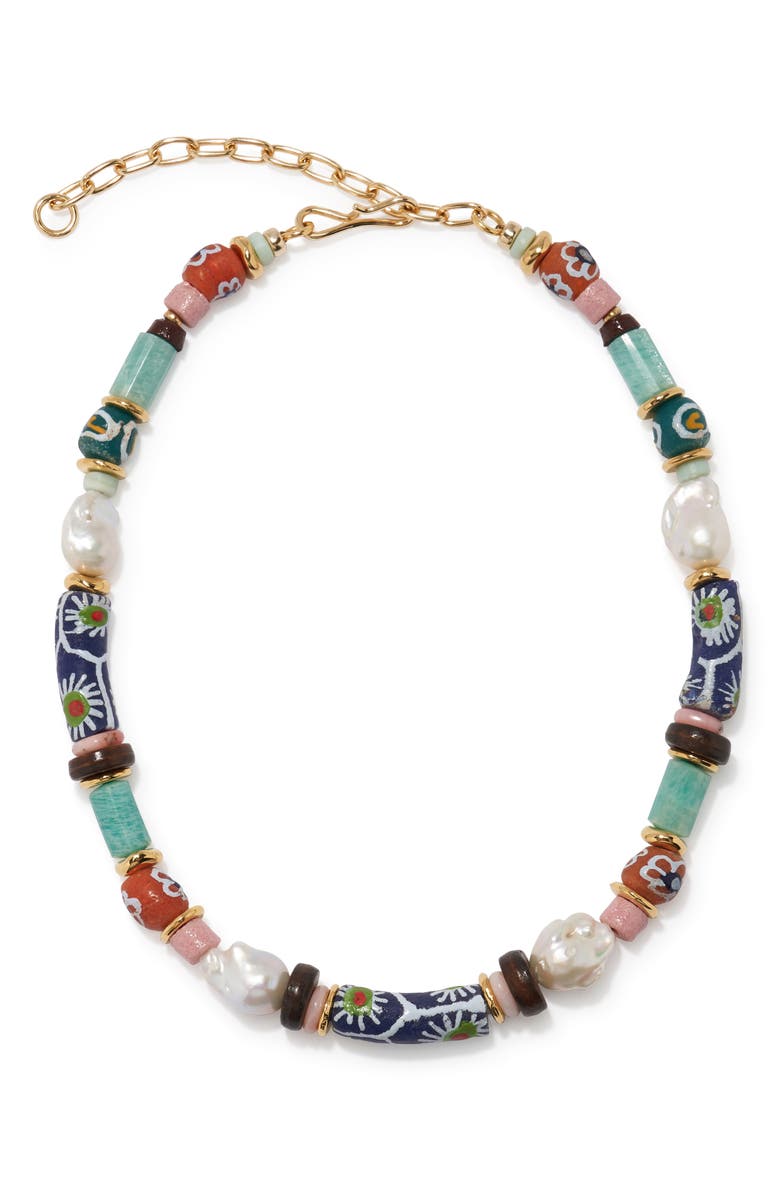 Lizzie Fortunato Souvenir Beaded Necklace in Azul, Main, color, Blue Multi