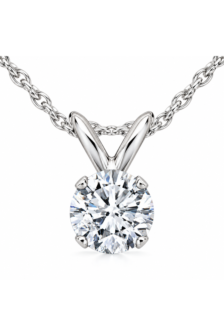 1/2CT Diamond Solitaire Pendant 14K Gold & 18" Chain Lab Grown, Main, color, 14k White Gold