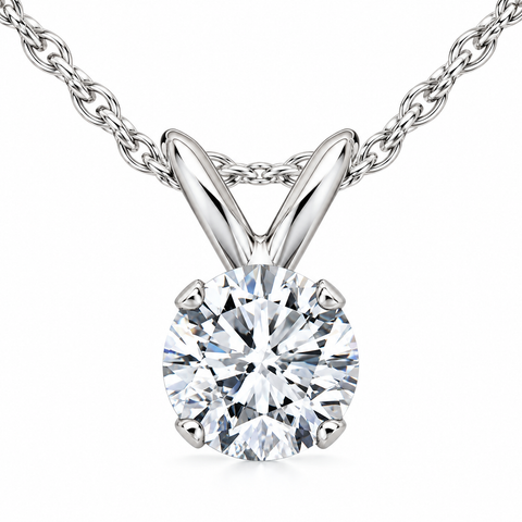 1/2CT Diamond Solitaire Pendant 14K Gold & 18" Chain Lab Grown