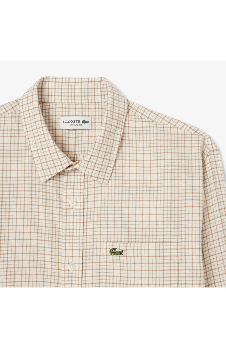 Lacoste Regular Fit Plaid Flannel Button-Up Shirt, Alternate, color, Lapland/ Date Brown