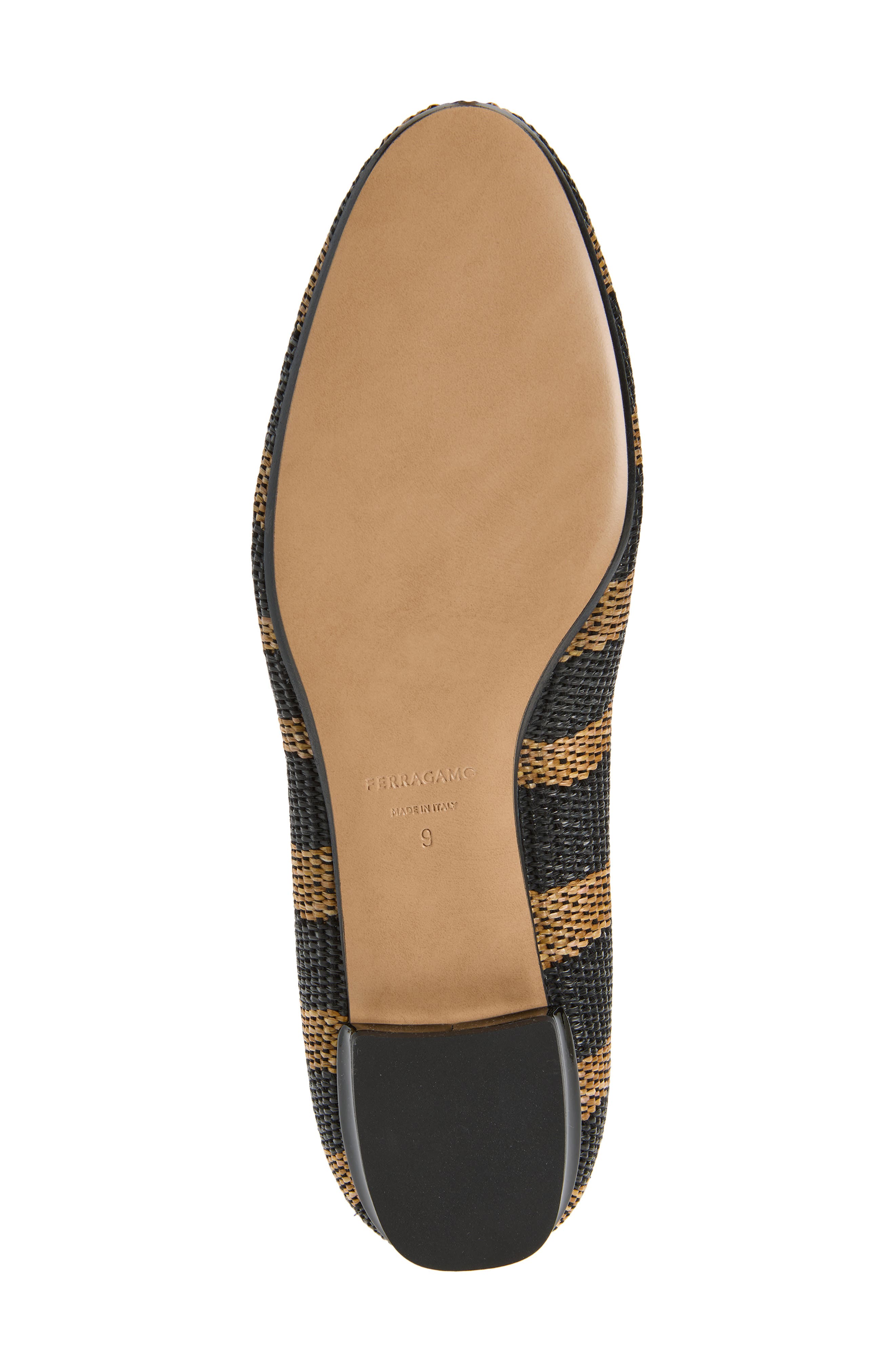FERRAGAMO Varina 2.0 Raffia Ballet Flat, Alternate, color, Nero Naturale/ Nero Biscotto