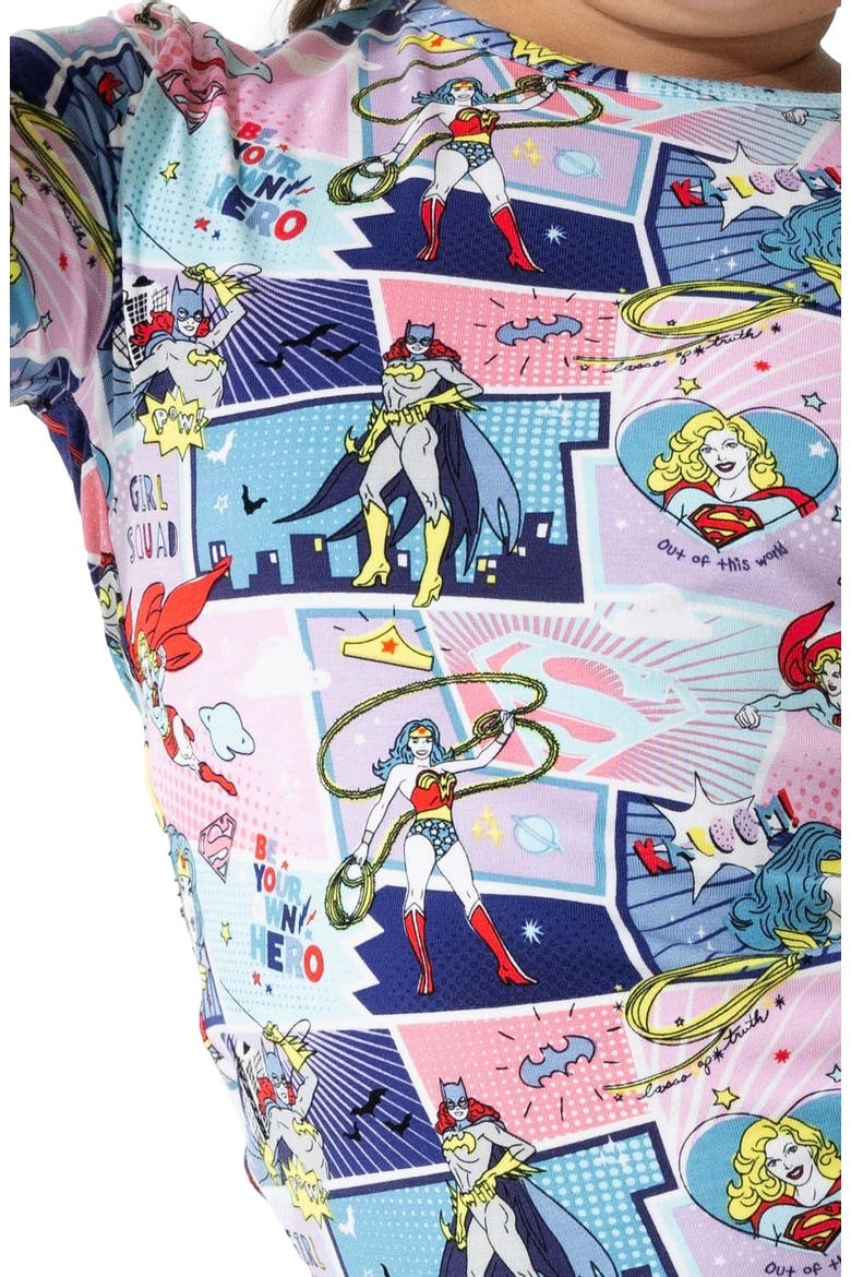 Justice Heroines Kids 2-Piece Short Sleeve & Shorts Pajama Set, Alternate, color, Justice Heroines