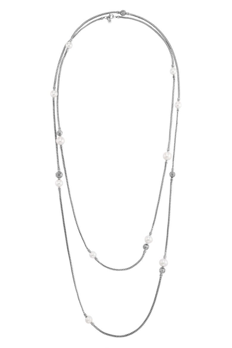 Classic Chain Long Sautoir Necklace, Main, color, PEARL/ SILVER