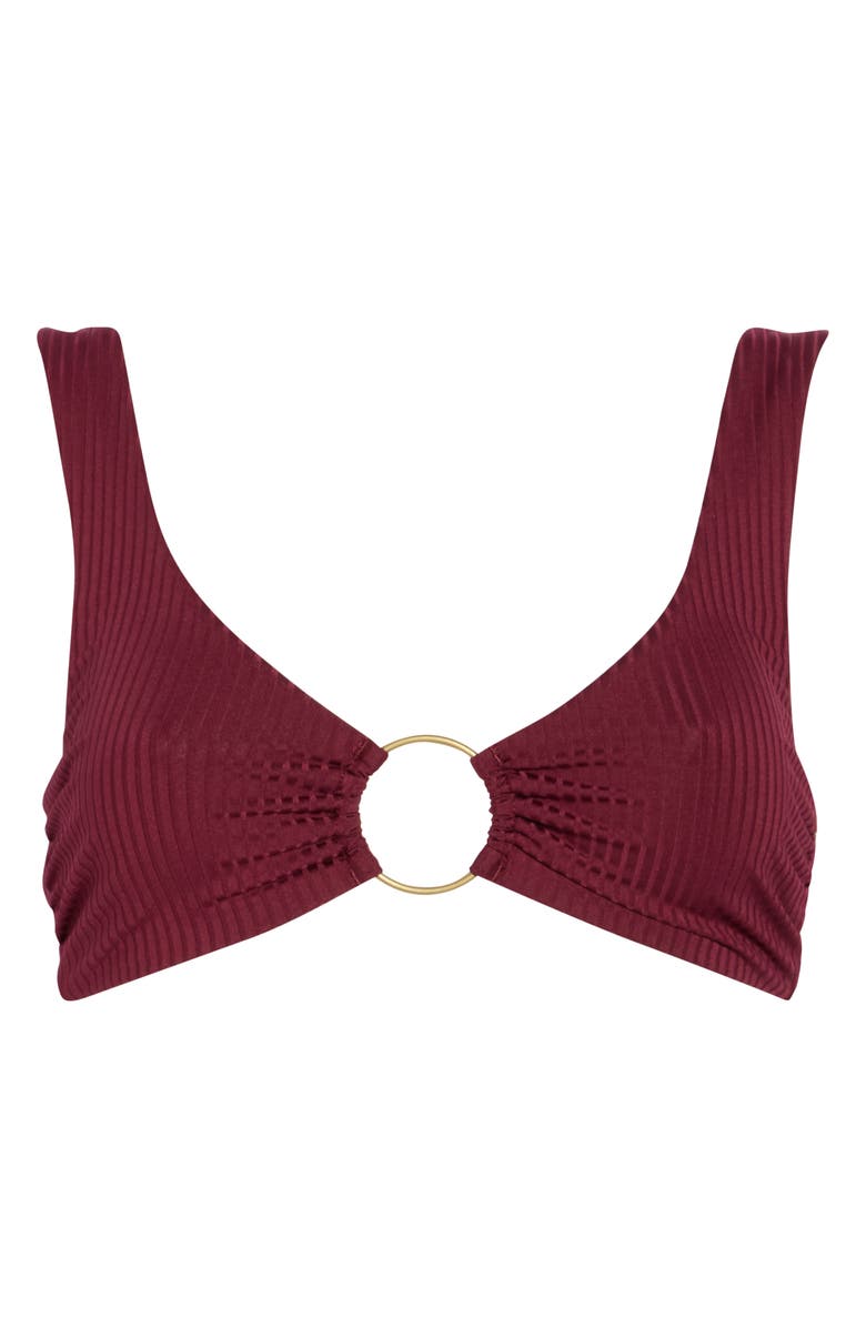 Vitamin A<sup>®</sup> Skylar Ribbed O-Ring Bikini Top, Main, color, Burgundy