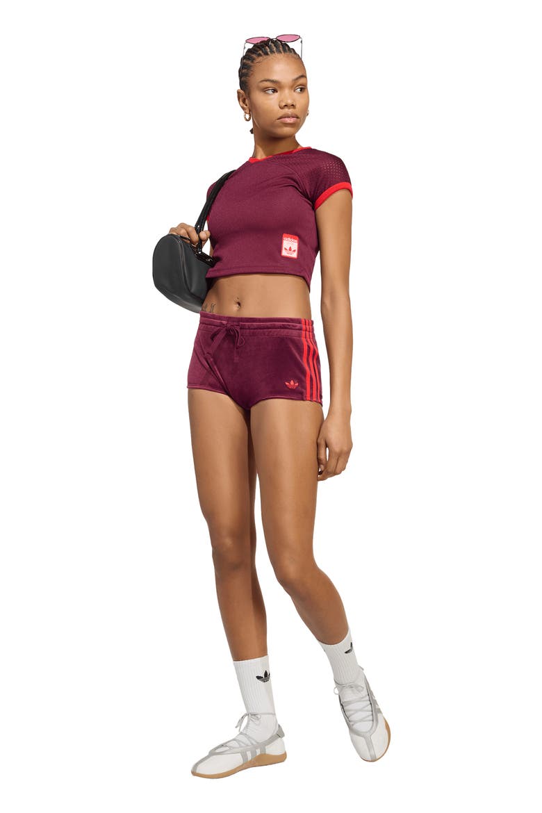SST Velour Hot Shorts, Alternate, color, MAROON