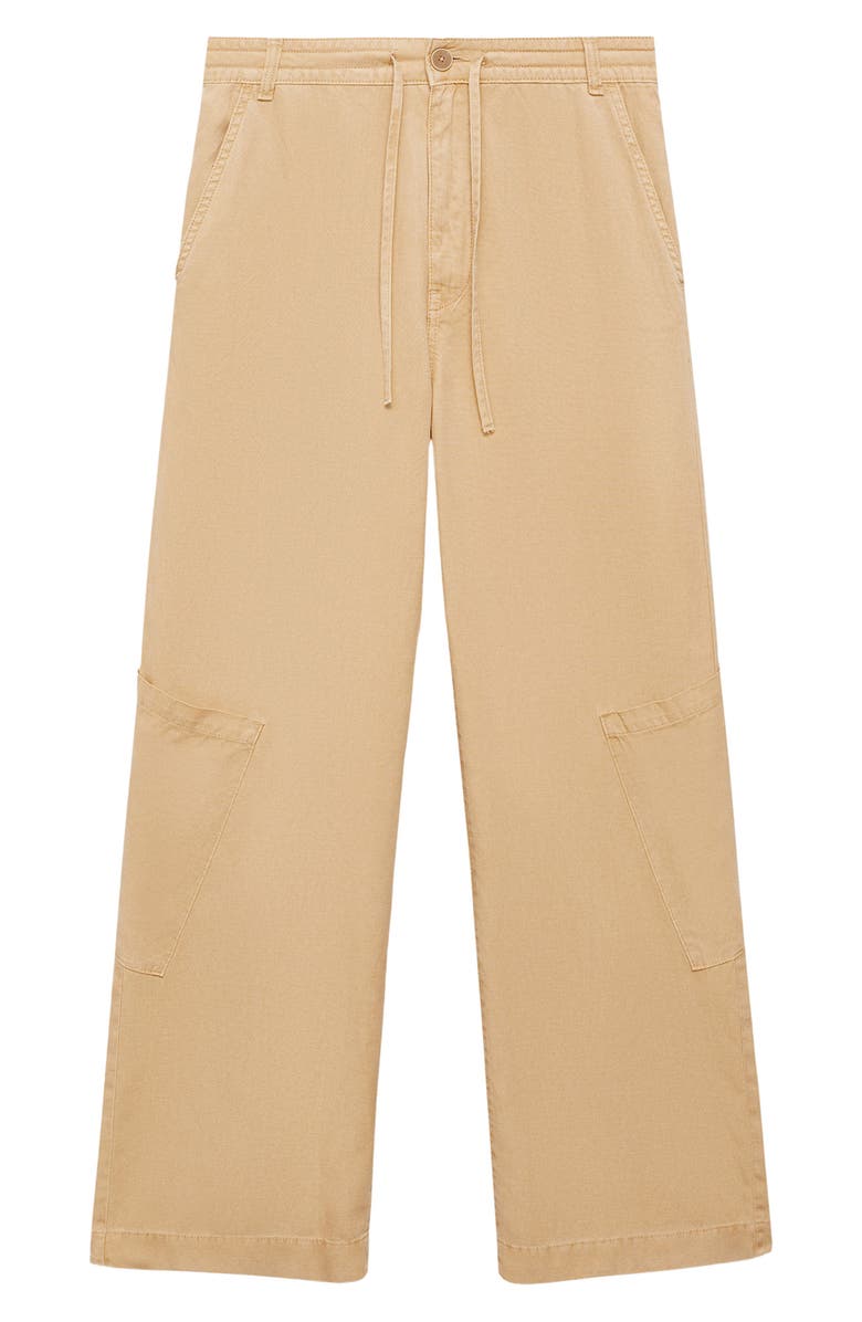 MANGO Drawstring Wide Leg Cargo Pants, Alternate, color, Sand