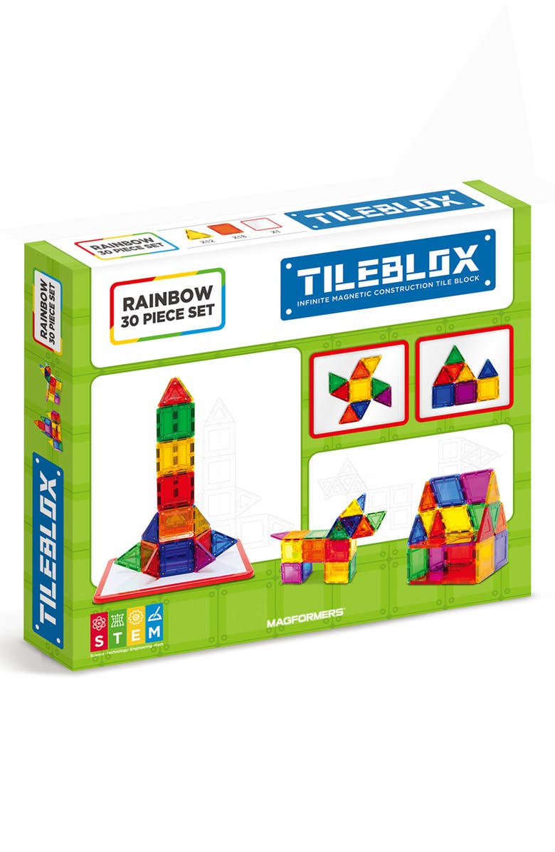 Magformers Tileblox 30-Piece Rainbow Magnetic Construction Set, Alternate, color, 
