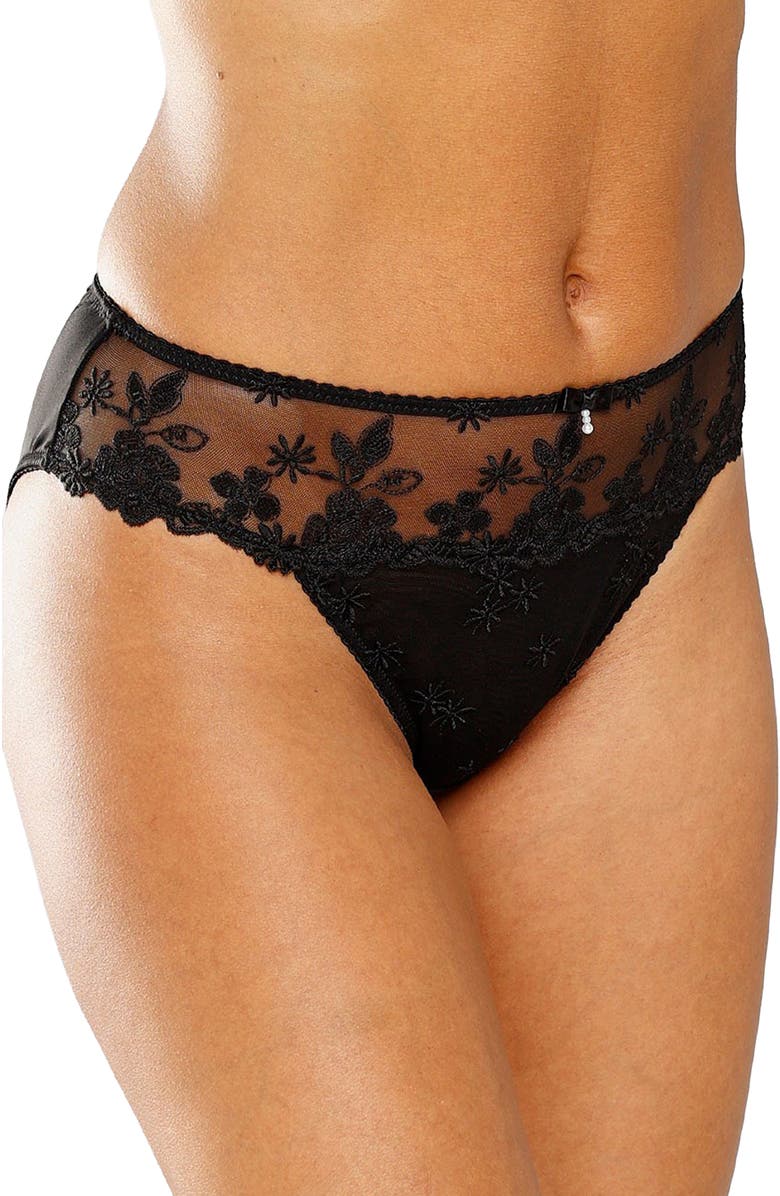 LASCANA Floral Lace Hipster Panty, Main, color, Black