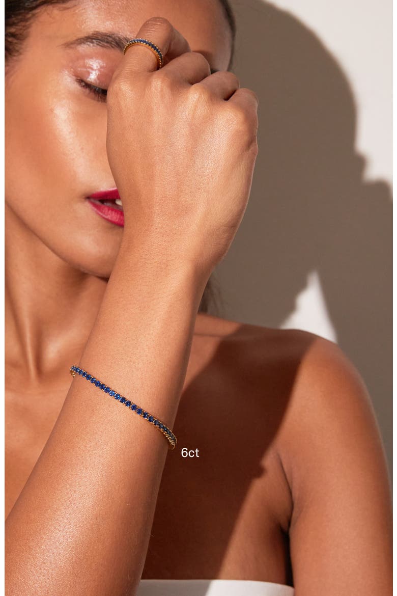 Lab Grown Blue Sapphire Tennis Bracelet - 6ct, Alternate, color, Yellow Gold Vermeil