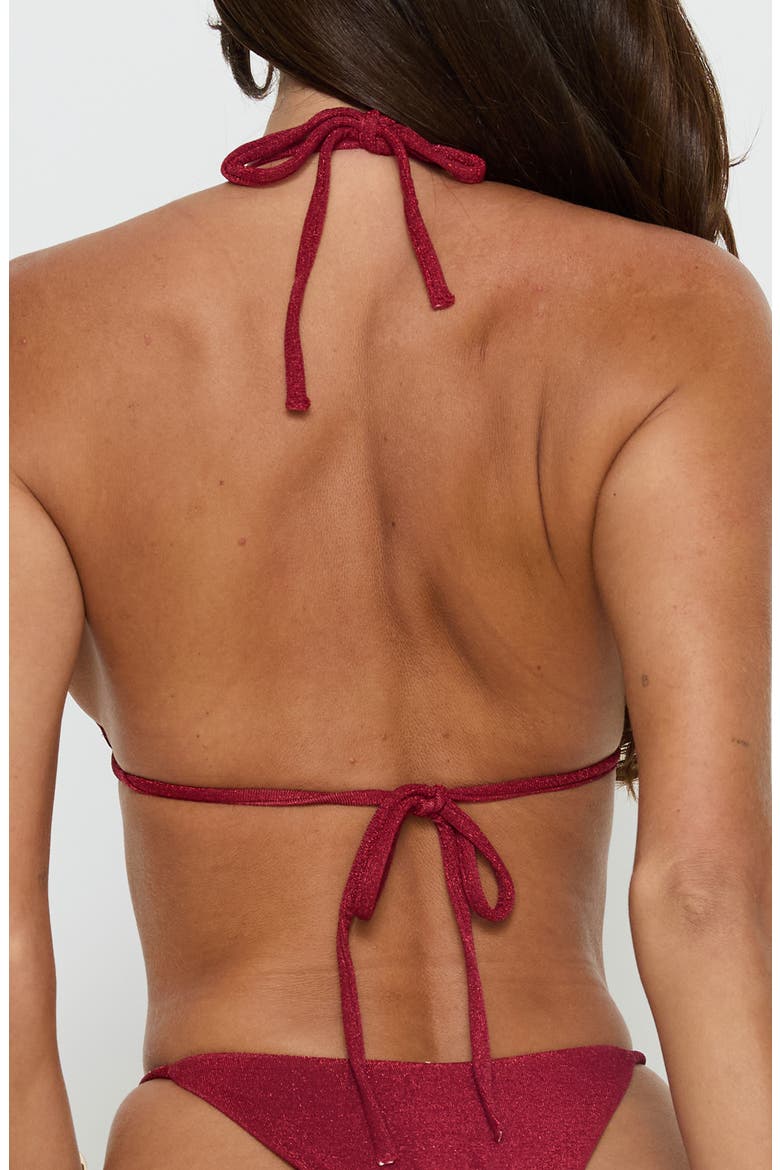 Aimi Glitter Triangle Bikini Top, Alternate, color, RED