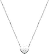 Tiny Blessings Sterling Silver Mini Sliding Heart & Engraved Initial 12-14" Necklace