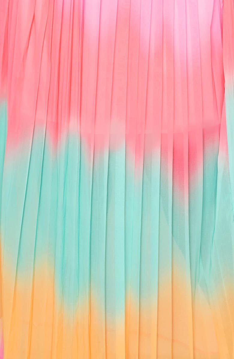 BUXOM COUTURE Rainbow Ombré Pleated Halter Maxi Dress, Alternate, color, 