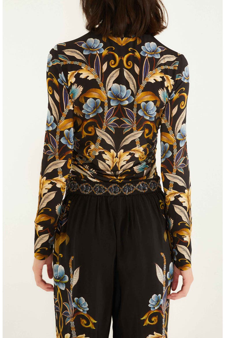 Snake Garden Black Jersey Top, Alternate, color, BLACK