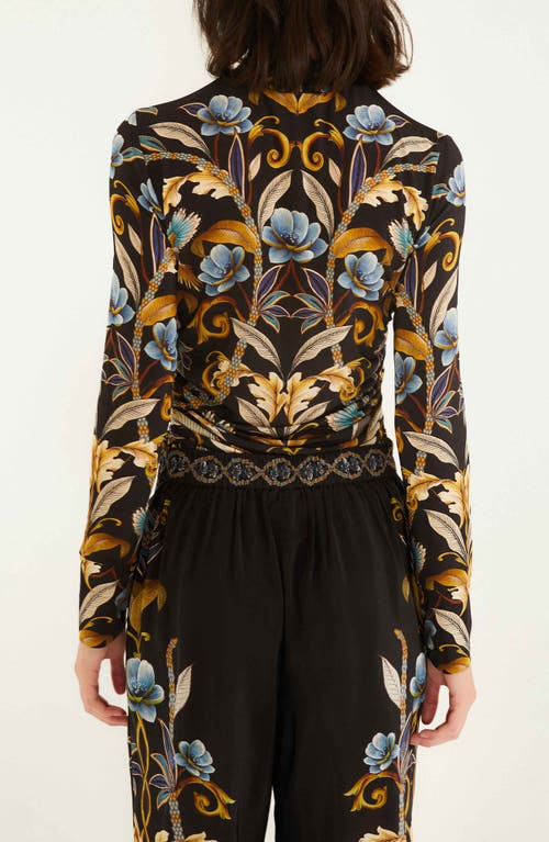Farm Rio Snake Garden Jersey Top In Black