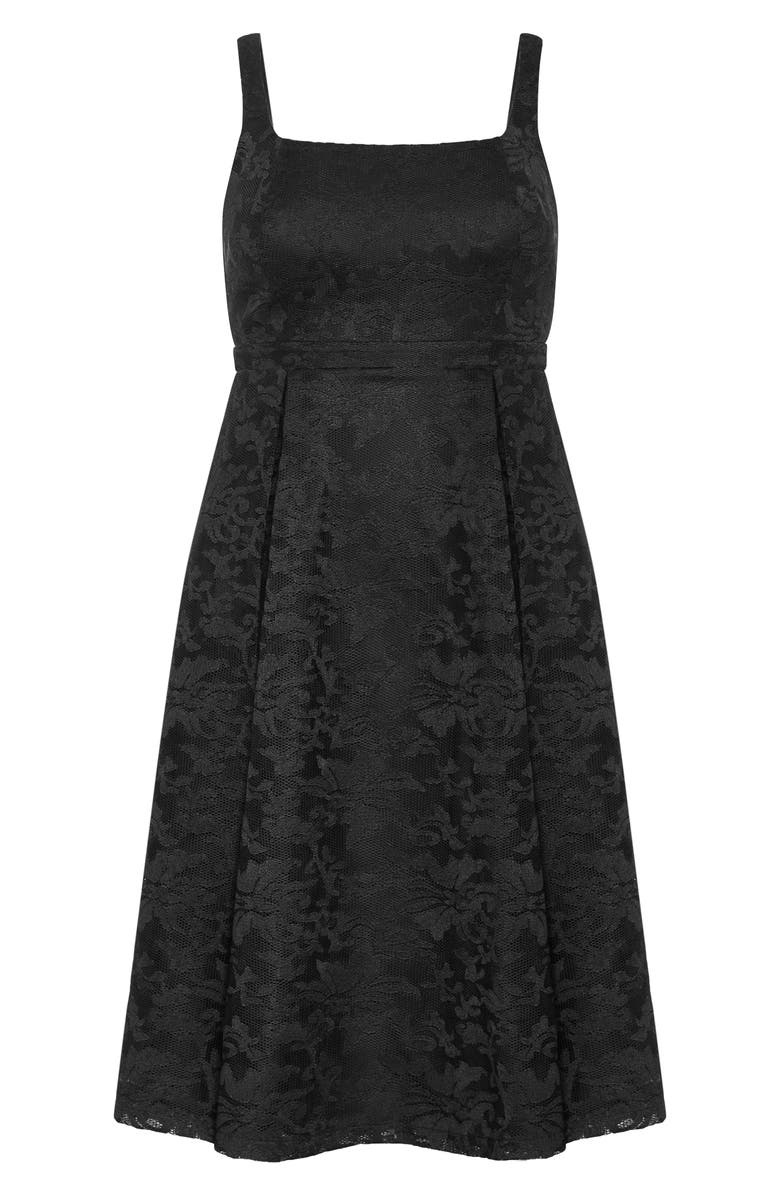 City Chic Jacklynn Floral Jacquard Sleeveless Dress, Alternate, color, Black