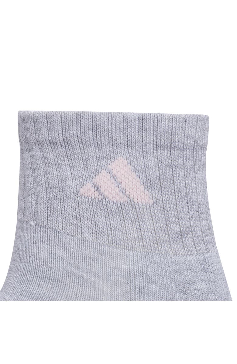adidas Athletic Cushioned Assorted 6-Pack Quarter Socks, Alternate, color, Cool Light Heather/ Pink/ Blue