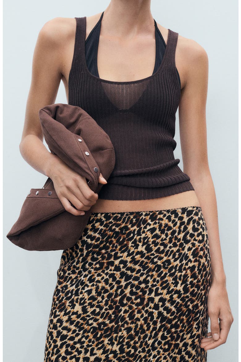 Animal Print Midi Skirt, Alternate, color, BROWN