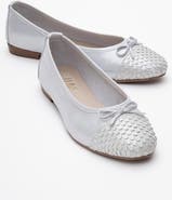 Forever & Always Shoes Copos Leather Bow Cap Toe Ballet Flat