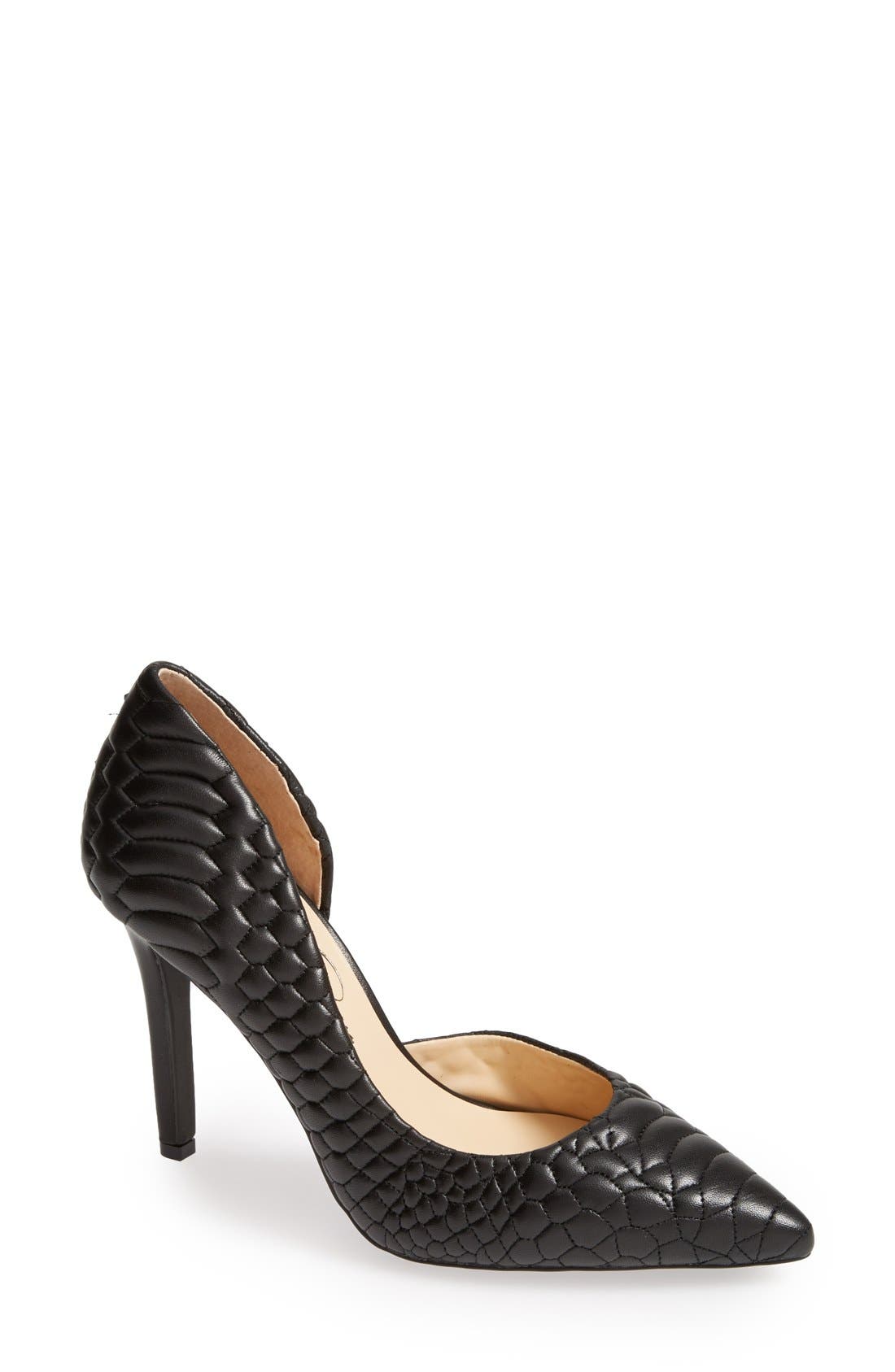 'Caldas' Quilted Leather Pump, Main, color, BLACK
