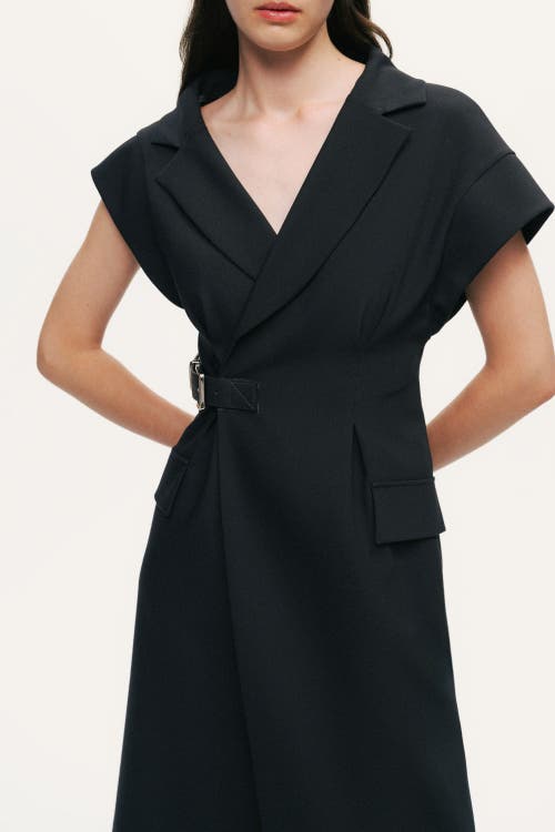 Nocturne Tailored Buckle-wrap Midi Dress In Black