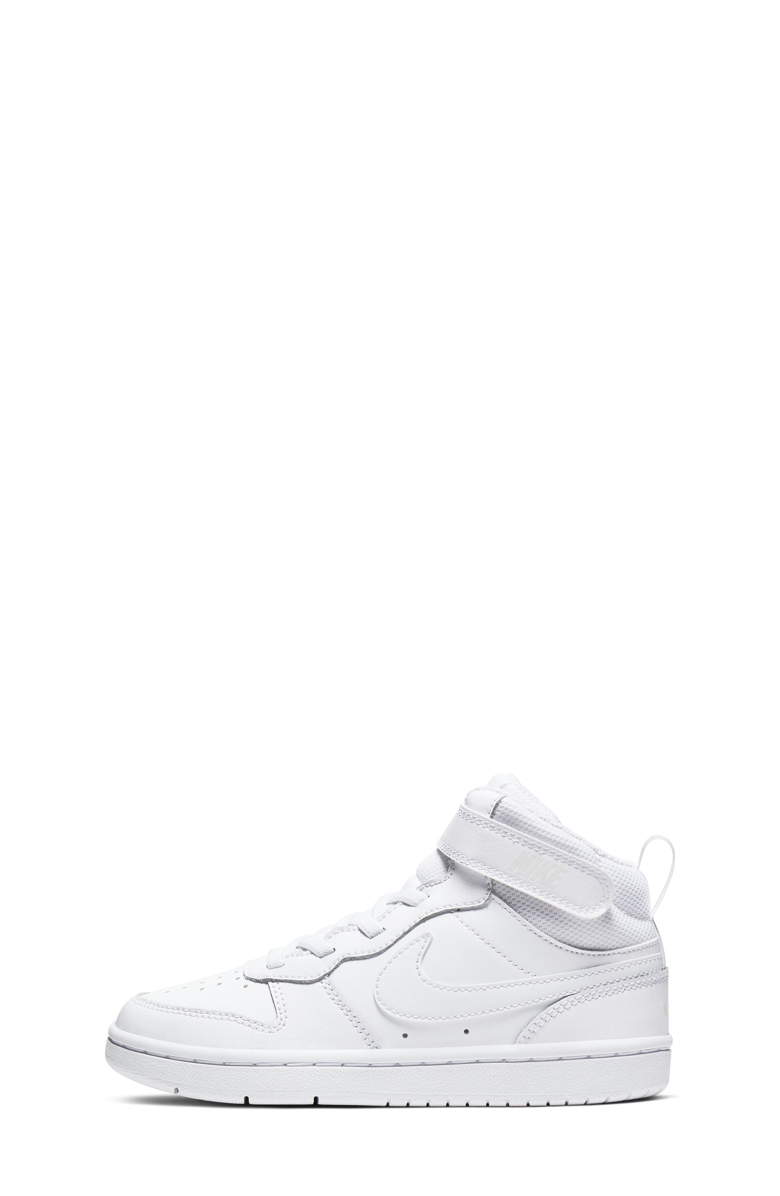 Nike Kids' Court Borough Mid 2 Basketball Shoe, Alternate, color, 100 White/White