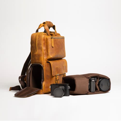 STEEL HORSE LEATHER The MANN Bag | Large Capacity Leather Camera Backpack in Brown at Nordstrom