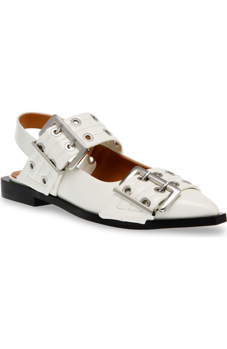 Steve Madden Graya Slingback Pointy Toe Flat, Main, color, Wht Patent