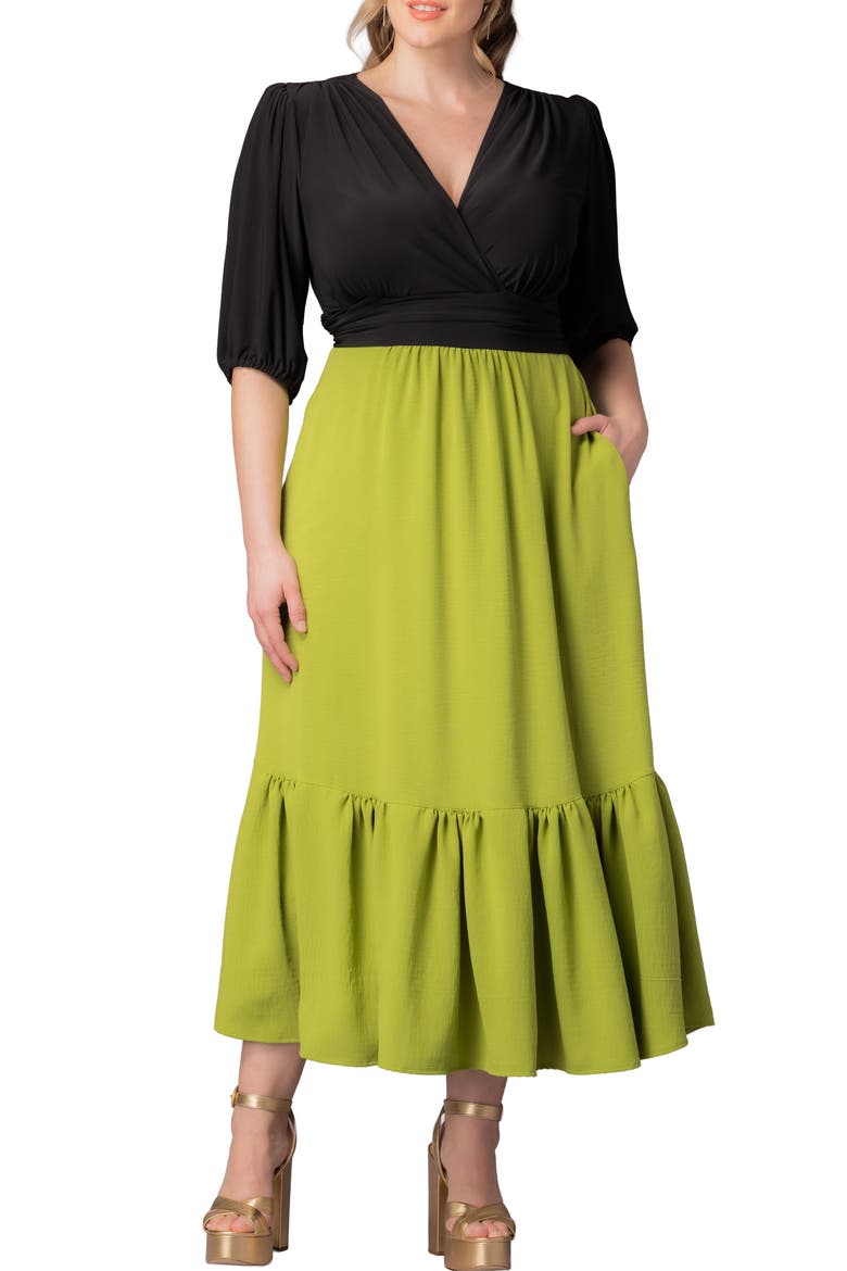 Danica Mixed Media Dress, Main, color, LIMELIGHT