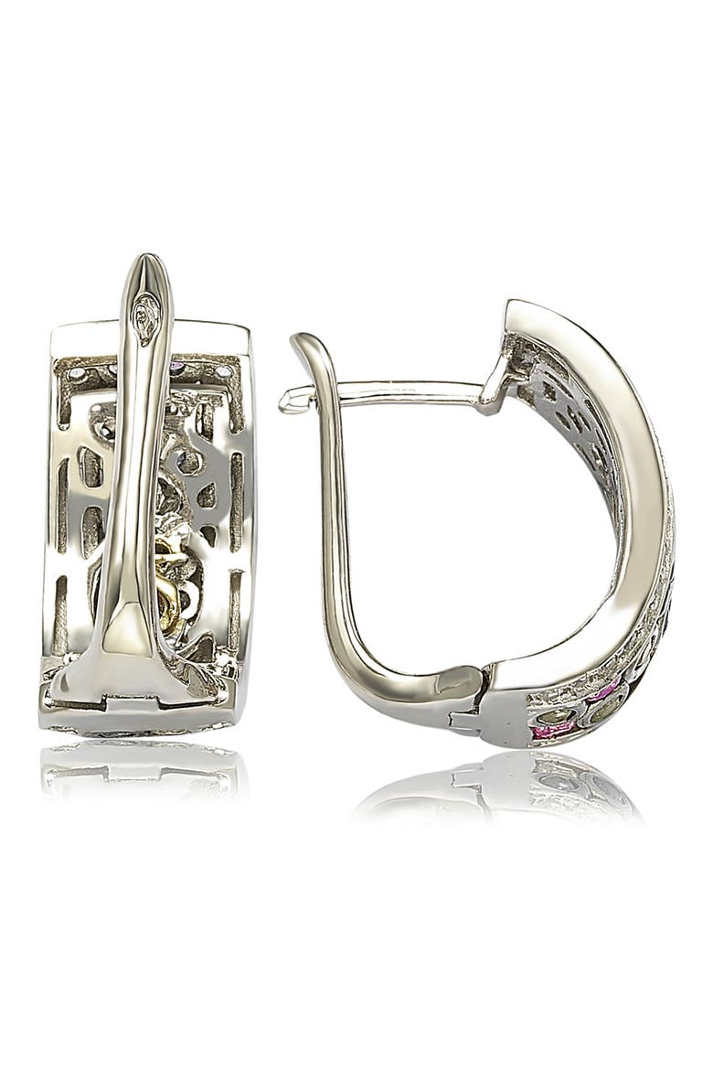 Sterling Silver & Pink Sapphire Huggie Hoop Earrings, Alternate, color, PINK