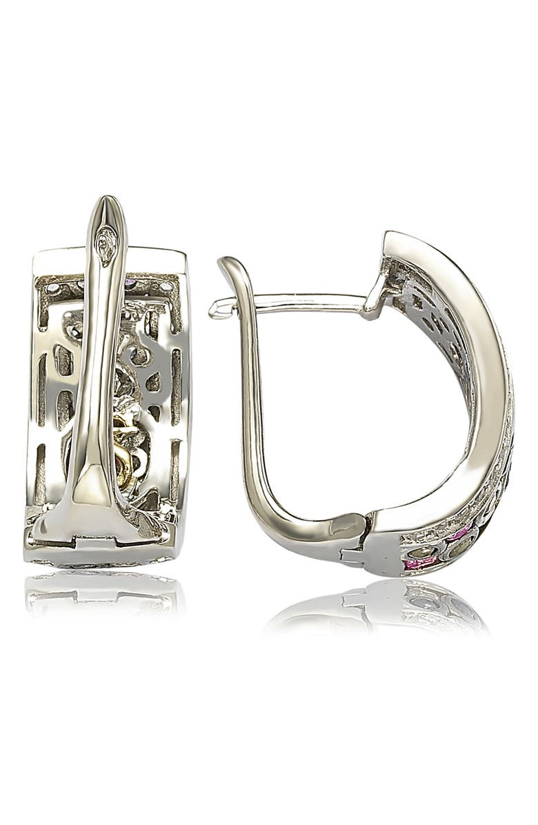 SUZY LEVIAN Sterling Silver & Pink Sapphire Huggie Hoop Earrings, Alternate, color, Pink