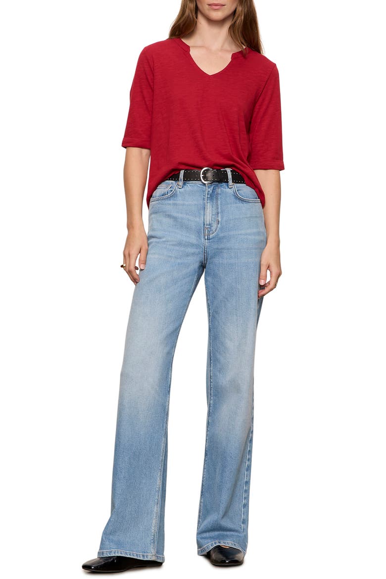 Dolce Notch Neck Top, Alternate, color, RED BERRY