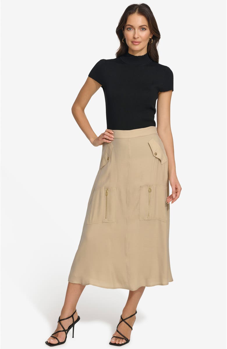 DKNY Organza Cargo Midi Skirt, Alternate, color, Sandalwood