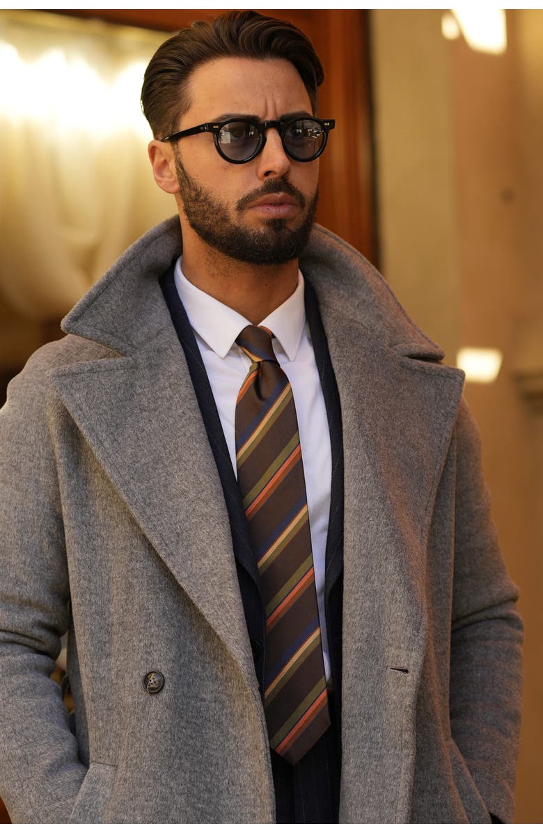 Elizabetta Battisti - Extra Long Silk Jacquard Tie for Men, Alternate, color, Chocolate Brown