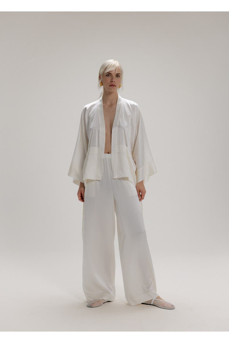 Silk Long Sleeve Jacket, Alternate, color, Milk White