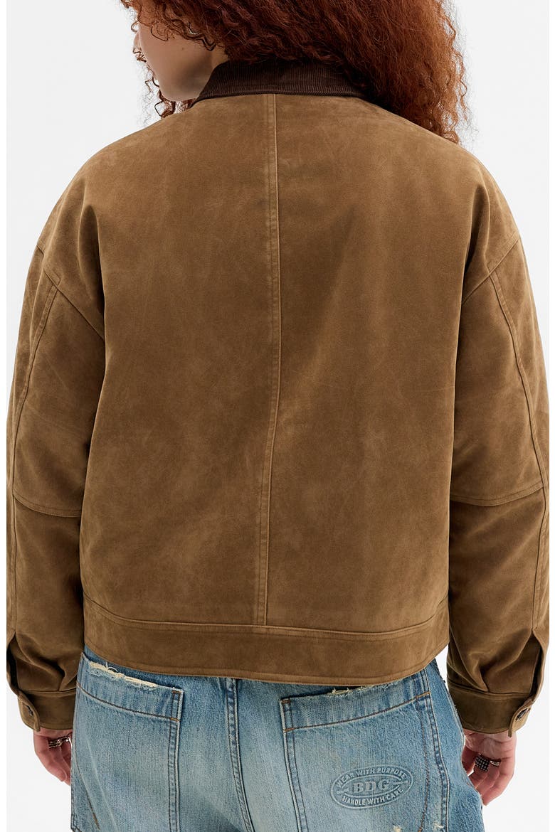 Clasp Faux Suede Jacket, Alternate, color, BROWN