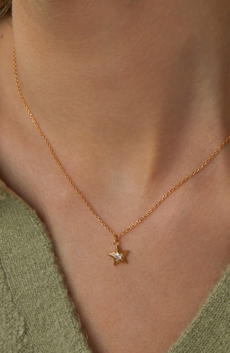 Estella Bartlett Blue Star Crystal Pendant Necklace, Alternate, color, Gold