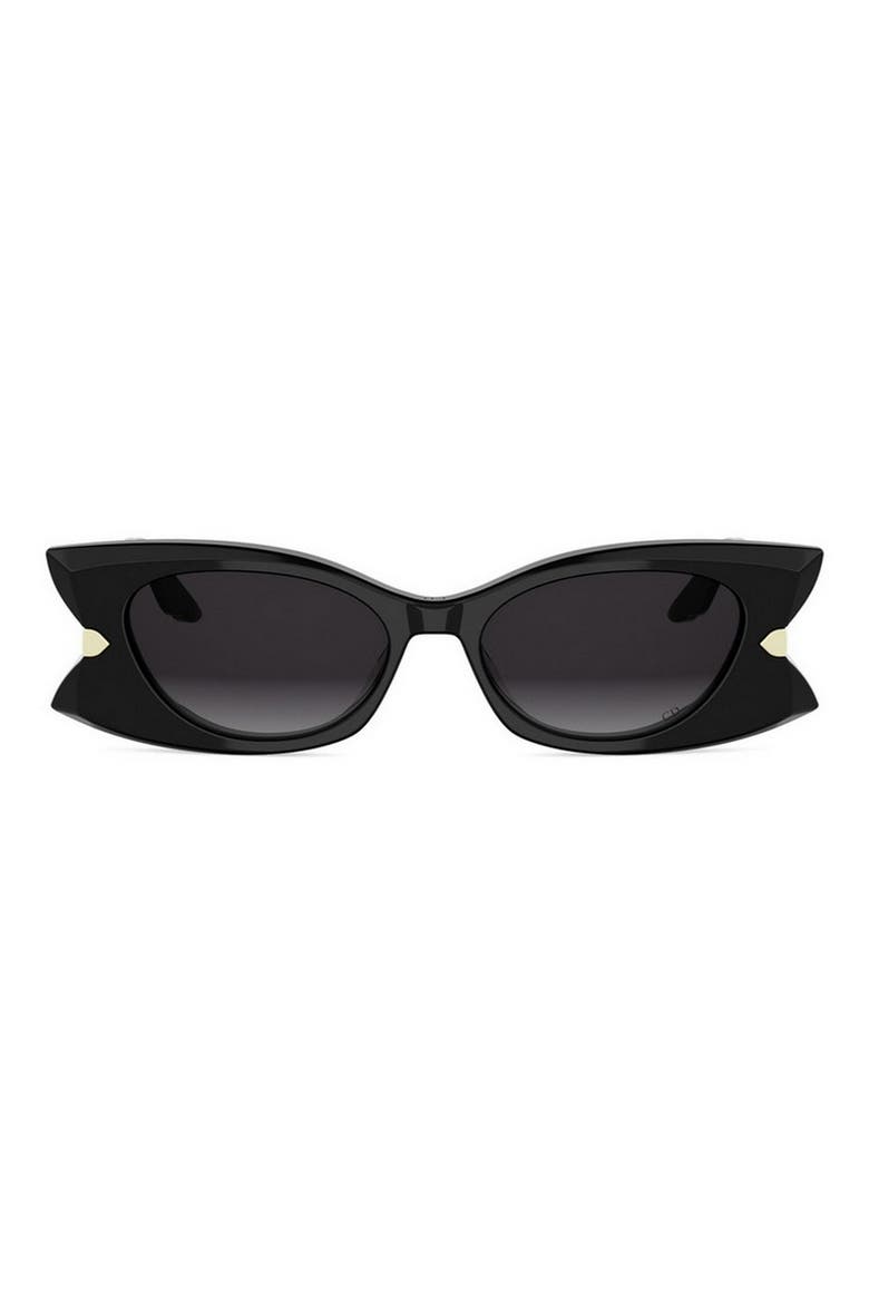 'DiorButterfly S2I 52mm Gradient Butterfly Sunglasses, Main, color, SHINY BLACK / GRADIENT SMOKE