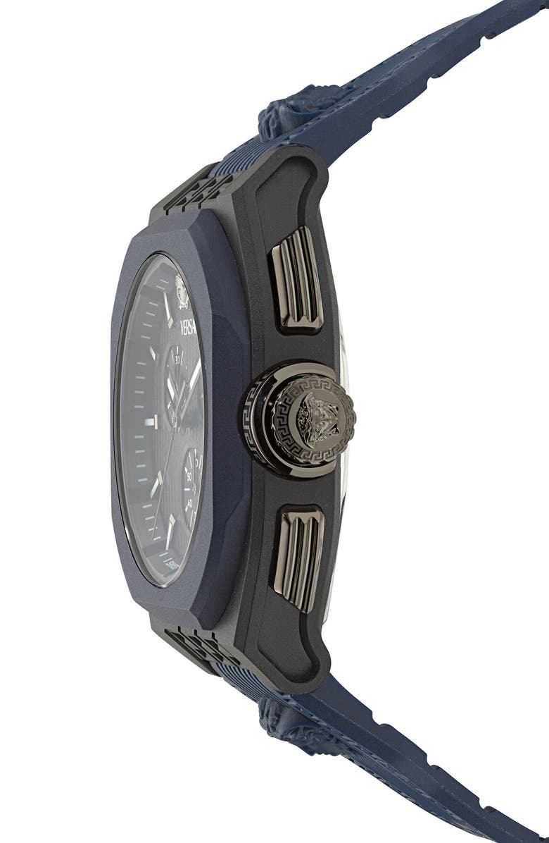 Versace V-Legend Chronograph Strap Watch, 44mm, Alternate, color, Black