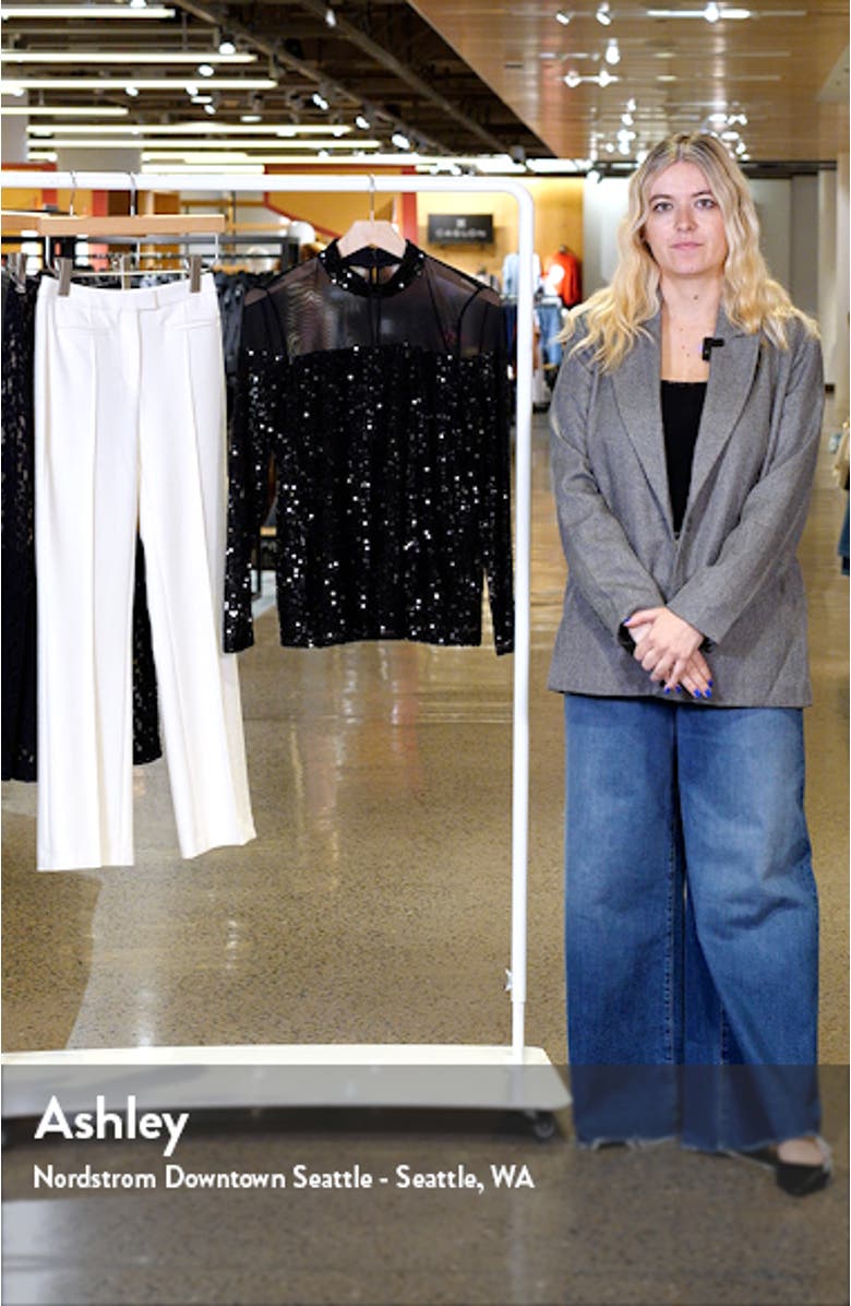 Illusion Yoke Sequin Mock Neck Top, sales video thumbnail