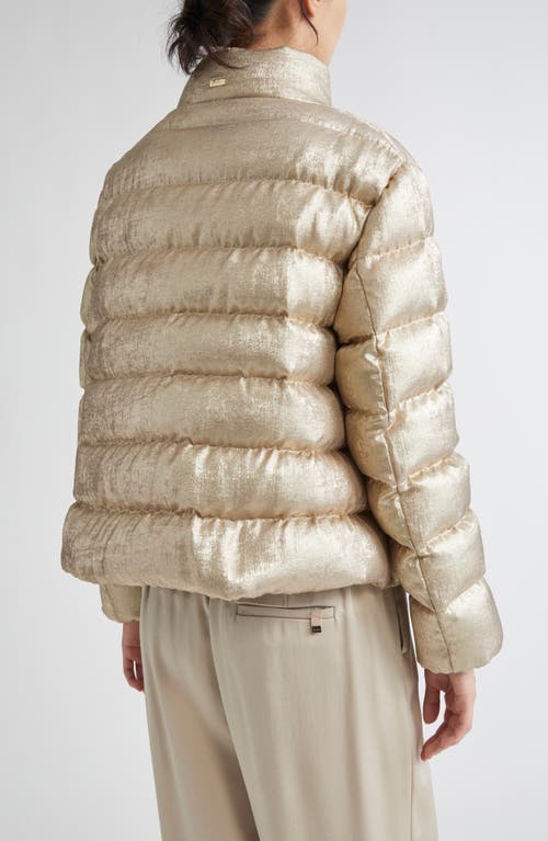 Herno Metallic Down Puffer Jacket In Gold