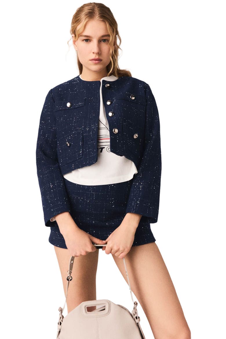 Short jacket with patch pockets, Main, color, Navy