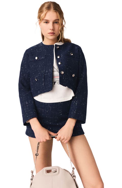 Short jacket with patch pockets