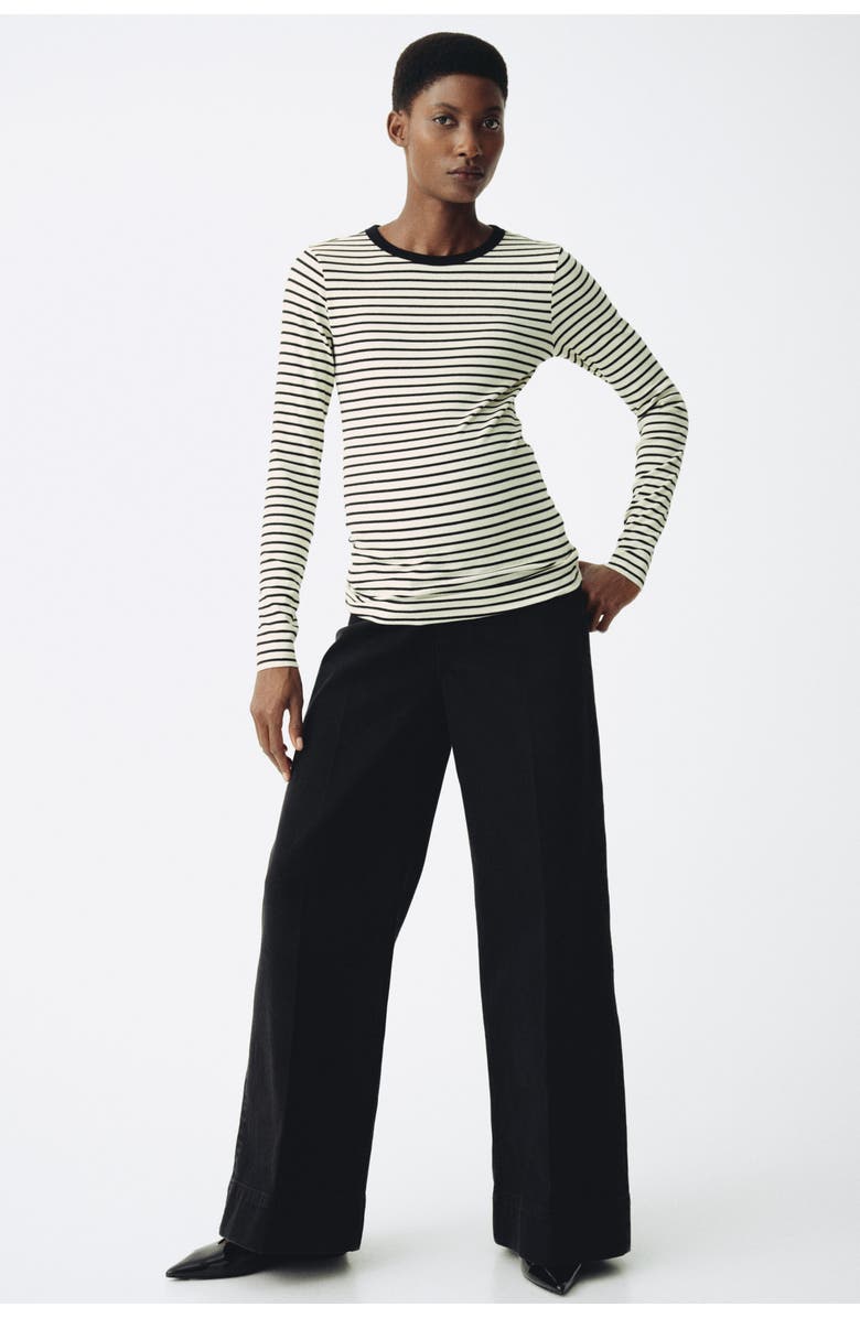 H&M Mama Ribbed Jersey Top, Alternate, color, Cream/Striped